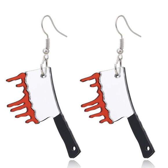 đť…şHALLOWEENÂ HORROR Movie Butcher Knife Earrings - Picture 2 of 2